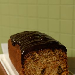 Banana Pecan Cake with Choco Coffee Glaze