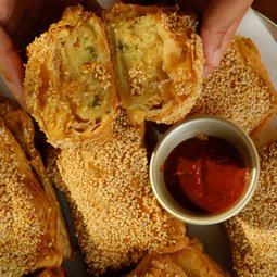 Roti Boyan with Hot Sauce