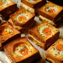 Egg-in-a-hole Brioche Sandwich with Chicken Ham